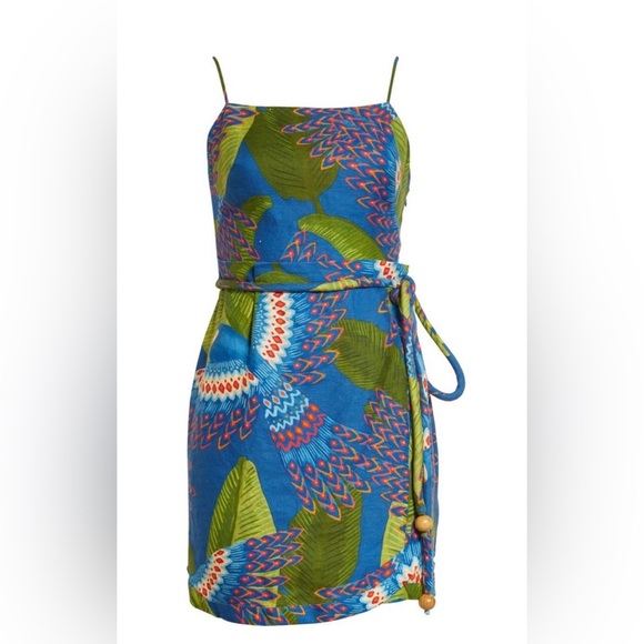 Farm Rio Blue Macaw Mini Wrap Dress - Picture 5 of 5